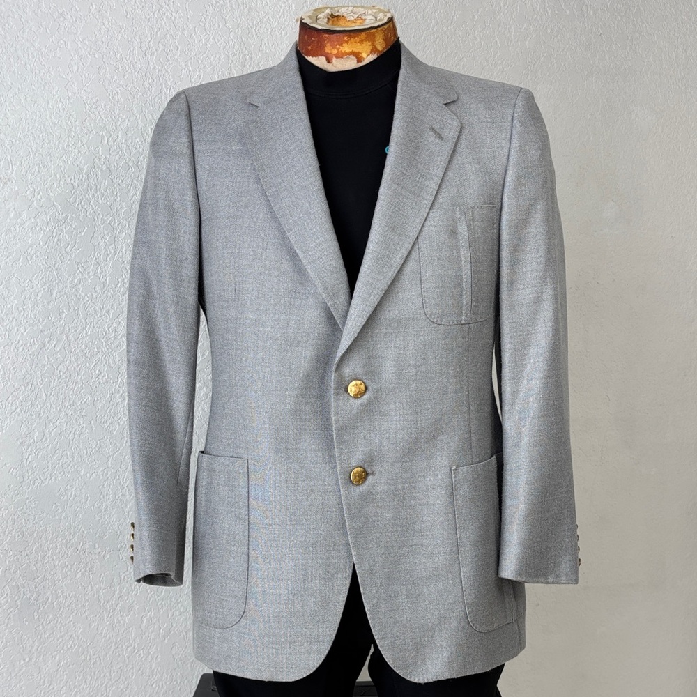 VTG 1990s Lanvin Light Gray Two-Button Blazer with Pocket Details